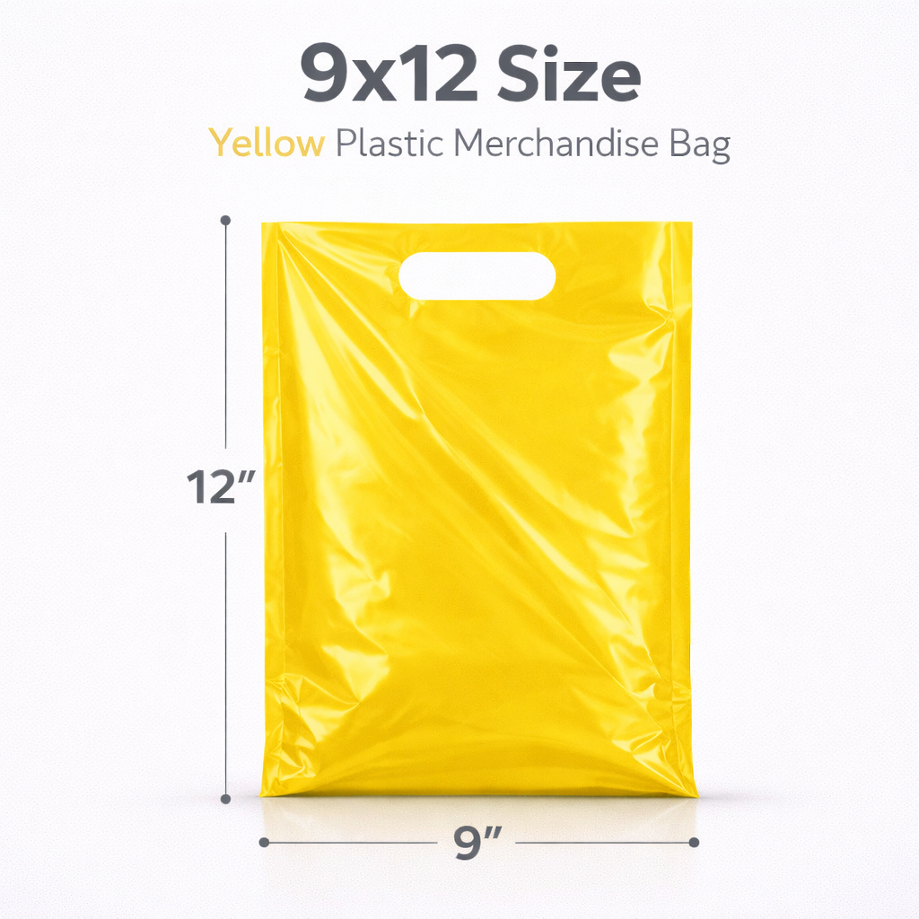 Yellow Plastic Merchandise Bags – Multiple Sizes & Bulk Packs