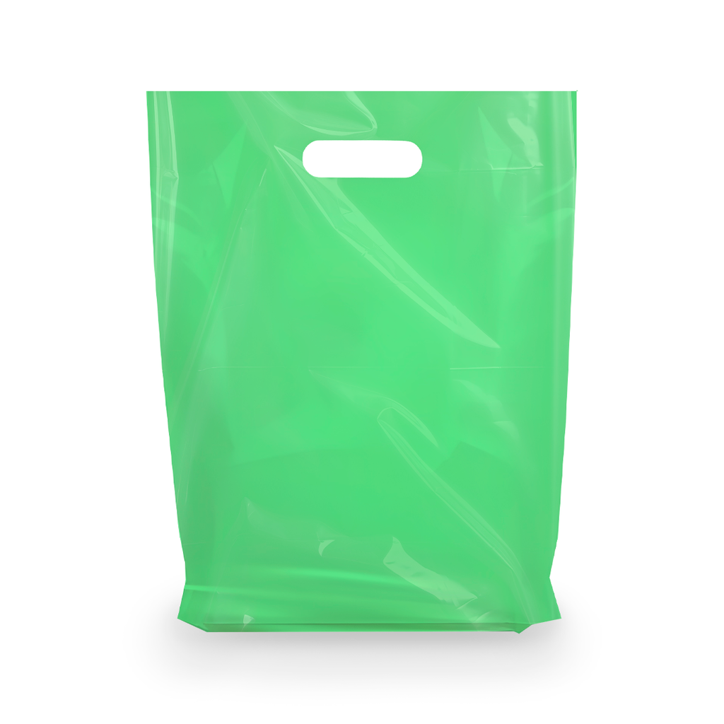 Green Plastic Merchandise Bags – Multiple Sizes & Bulk Packs