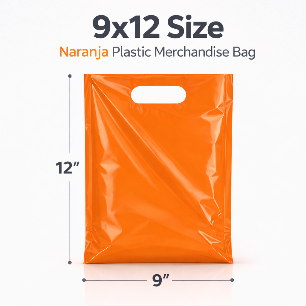 Orange Plastic Merchandise Bags – Multiple Sizes & Bulk Packs