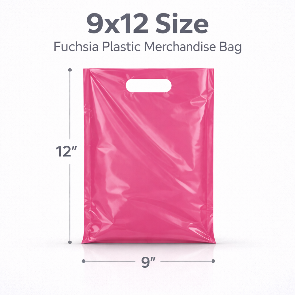 Fuchsia Plastic Merchandise Bags – Multiple Sizes & Bulk Packs