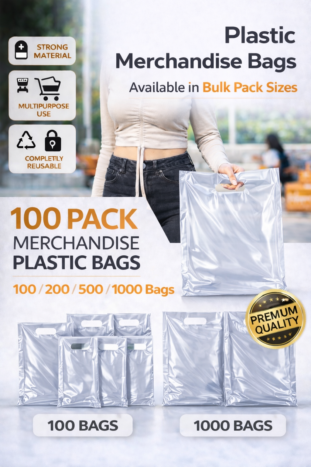 Clear Plastic Merchandise Bags – Multiple Sizes & Bulk Packs