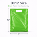 Green Plastic Merchandise Bags – Multiple Sizes & Bulk Packs